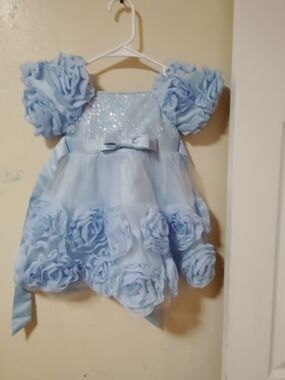 Light Blue Floral Tulle Dress with Sparkle Bodice - Kids Costume